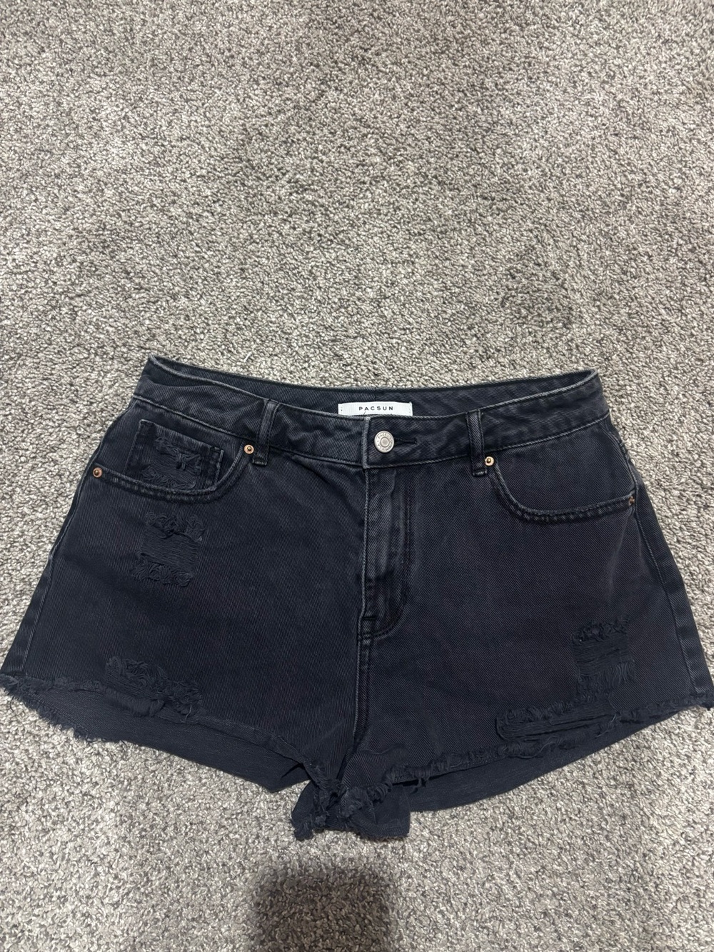 Pacsun Women's Black Distressed Denim Shorts